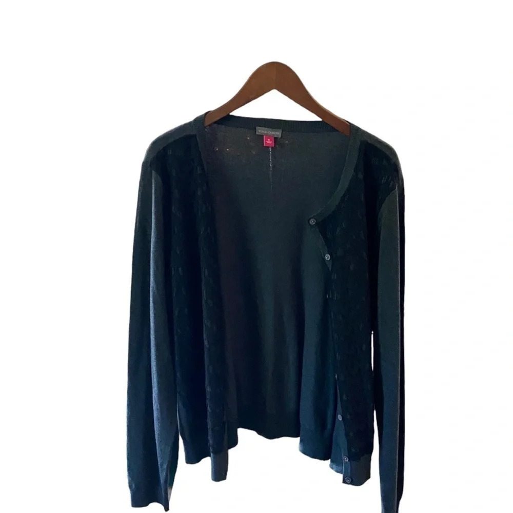 Vince Camuto gray & black lace cardigan coquette girl , dark academia , classic - Picture 5 of 9